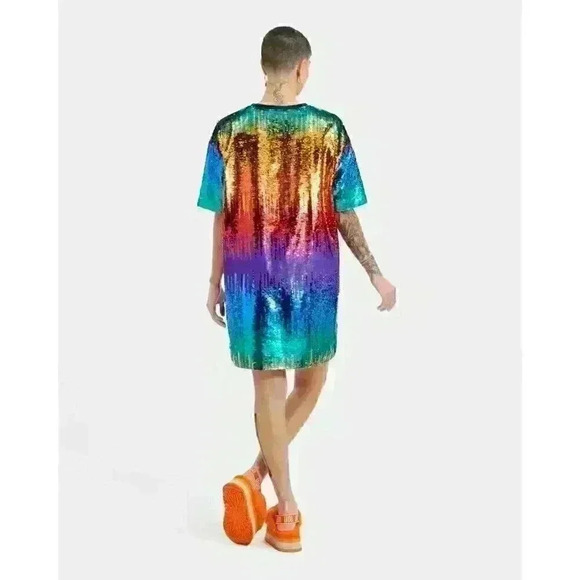 NEW! UGG Women's S All Gender Zoey Sequin Tee Dress Pride NWT $248 - Picture 2 of 4